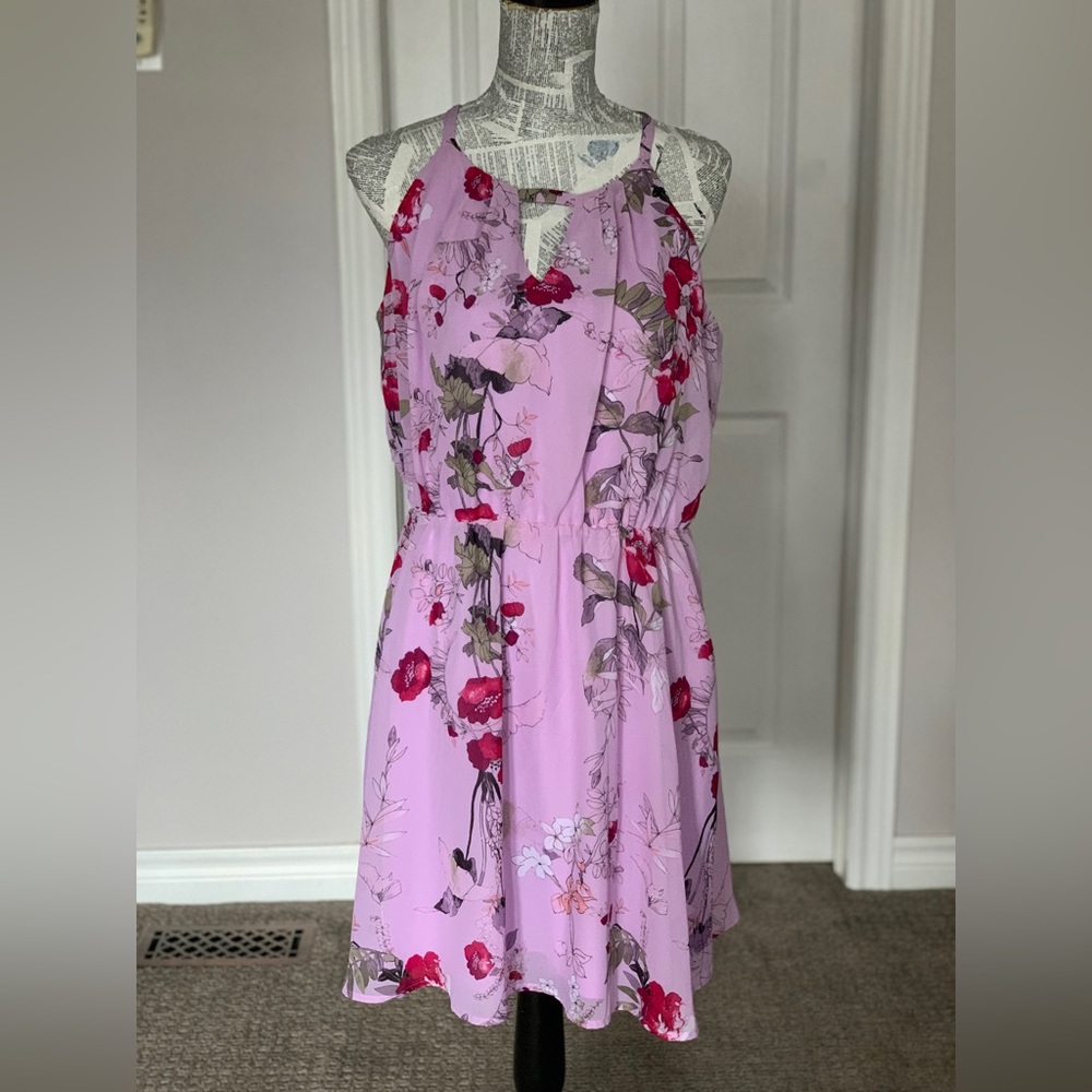 MAURICES | High Neck Purple Floral Sheer Dress |